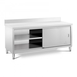Catering table 200x70 cm with a cabinet and a rim