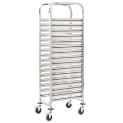 Kitchen trolley for 16 trays, 38x55x163 cm, stainless steel