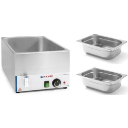 Bain-marie med hane Elektrisk buffet opdelt i 2 Hendi-beholdere 238912