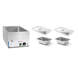 Bain-marie With Electric Tap Buffet Divided Into 2 Containers + Lids Hendi 238912