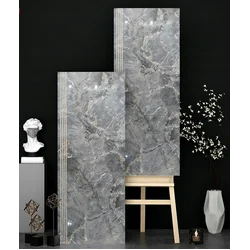 Baldosas de escalera 120x30 tipo STONE gris VEINS - Set escalera BRILLO