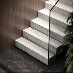 Baldosas imitación mármol blanco para escaleras con VEIN gris 120x30 mate NUEVO