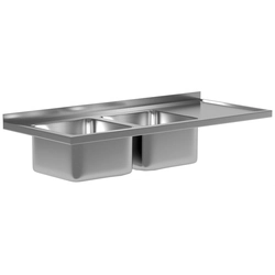 Bancada em aço inox para restauração com 2 Pias 130x70 Polgast Bl-202137