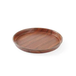 Bandeja de madera con borde alto, anti-nogal - śr.360x(H)30 mm