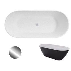 Bañera independiente Besco Moya Black&White 160 + cromo click-clack limpiado desde arriba - Descuento adicional 5% para el código BESCO5