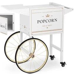 Base carrello per macchina per popcorn con mobile retrò 51 x 37 cm - bianco e oro