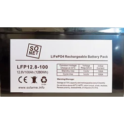 Batteri LiFePO4 100Ah/12.8V med BMS + LCD-skærm (klasse B, reel kapacitet 50Ah)