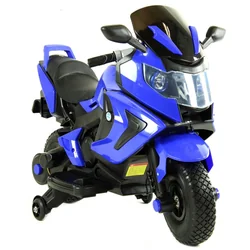 Batteriebetriebenes Motorrad für Kinder 2 x 45 gepumpte Lederräder MOTO-M-7-AIR-NIEBIESKI