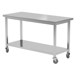 Stainless steel movable table with a shelf 150x60x85 | Polgast