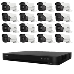 Basic surveillance system 16 Hikvision cameras 4 in 1, 8MP, lens 3.6mm, IR 80m, DVR 16 channels 4K