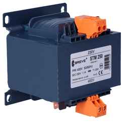 Single phase STM transformer 250VA 400/230V IP00 separation or safety with a single-chamber carcass