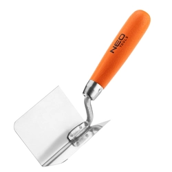 Stucco trowel, angular, inside, 80 mm, with a wooden handle