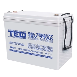 Accumulator AGM VRLA 12V 77A GEL Deep Cycle 260mm x 167mm x h 210mm M6 TED Battery Expert Holland TED003409 (1)