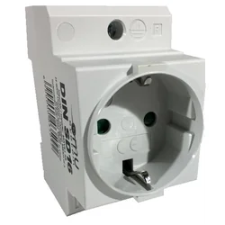 Modular schuko socket on omega DIN rail 16A 250V 2P+F IP30 45x45 with child protection