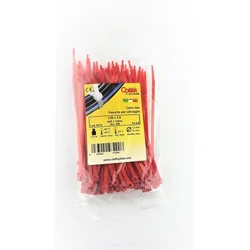 Set 100 red plastic cable necklace 140x3.6mm Cobra 9133