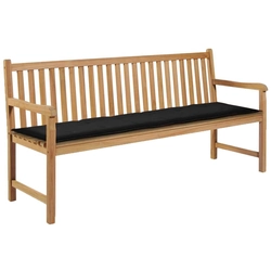 Garden bench cushion, black, 180x50x3 cm