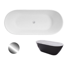 Besco Moya Black&White szabadon álló fürdőkád 160 + Click-Clack króm - Ezenkívül 5% Kedvezmény a BESCO5 kódra