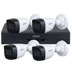 Bewakingskit 4 basiscamera's 5 MP, IR 30 M, vaste lens van 2.8, DVR 4 kanalen, Dahua met Wizsense, kunstmatige intelligentie