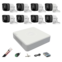 Bewakingssysteem 8 Hikvision-camera's 4 in 1 8MP, 3.6mm, IR 80m, DVR 8 kanalen, montageaccessoires