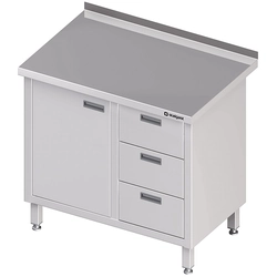 Stainless steel cabinet with 3 drawers (P) with wing doors 100x70 | Stalgast