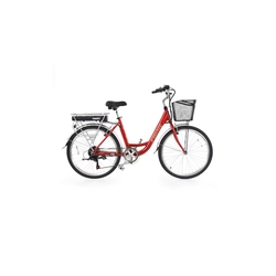 Bicicleta electrica HECHT Prime Red, cadru din aluminiu 18 inch, roti 26 inch, schimbator Shimano, frana disc, acumulator 36 V