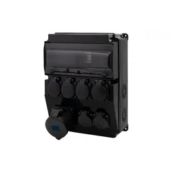 Black CAJA 12M SCENIC switchgear - straight sockets 32A/3P, 6x230V F3.2907