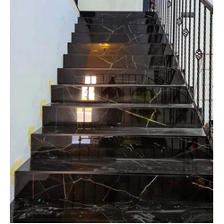 Black marble tiles for stairs 100x30 GLOSS