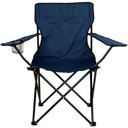 Blue folding tourist chair with space for drinks