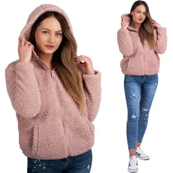 Bluza Damska Sherpa z kapturem Dirty Pink L