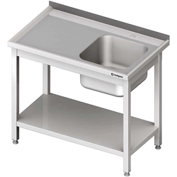 Bord med vask 1-kom.(P), med hylde 1100x700x850 mm skruet