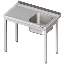 Bord med vask 1-kom.(P),uden hylde 1100x600x850 mm svejset