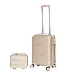 Bordkoffer + Kosmetiktaschen-Set Barut Beige mit ABS