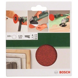 BOSCH 10-częściowy jeu de feuilles abrasives pour meuleuses d&#39;angle et perceuses D -125 mm-K-60 –180, 10 pièces