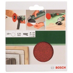 BOSCH 10-częściowy set de foi de șlefuit pentru polizoare unghiulare și burghie D -125 mm-K-60 –180, 10 buc.