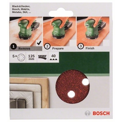BOSCH 5-częściowy jeu de papiers abrasifs pour ponceuses excentriques K -40