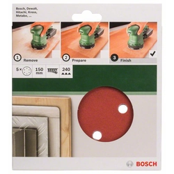 BOSCH 5-częściowy комплект шлифовъчни хартии за ексцентър шлайфове K -240