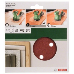 BOSCH 5-częściowy set di carte abrasive per levigatrici eccentriche K -120