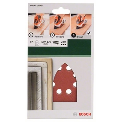 BOSCH 5-częściowy set di carte abrasive per smerigliatrici universali K -240