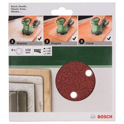 BOSCH 6-częściowy Een set schuurpapier voor excentrische schuurmachines 150 mm