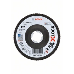 BOSCH Flap diski ar X-LOCK sistēmu, leņķiskā versija, flīsa plāksne Ø115 mm, g 120, X571, Vislabāk metālam,1 gab.D-115 mm