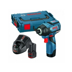 Bosch GDR 12V-110 atornillador de impacto inalámbrico con portapuntas 12 V | 110 Nm | 1/4 bits | Carbón sin escobillas | Batería 2 x 3 Ah + cargador | en L-Boxx