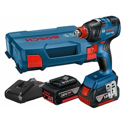 Bosch GDX 18V-200 sladdlös slagdrivare 18 V | 200 Nm | 1/4 tum | Kolborstlös | 2 x 4 Ah batteri + laddare | I en resväska