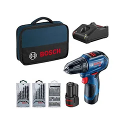 Bosch GSR 12V-30 akumuliatorinis gręžtuvas + 3 antgalių rinkinys