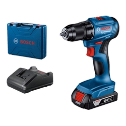 Bosch GSR 185-LI akumulatora urbjmašīna ar patronu 18 V|21 Nm/50 Nm | Oglekļa brushless |1 x 2 Ah akumulators + lādētājs | Čemodānā