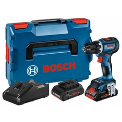 Bosch GSR 18V-90 C akumulatora urbjmašīna ar patronu 18 V | 34 Nm/64 Nm | Oglekļa brushless | 2 x 4 Ah akumulators + lādētājs | L-Boxx