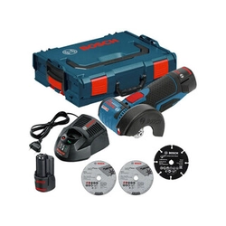 Bosch GWS 12V-76 akkukulmahiomakone 12 V | 76 mm | 19500 RPM | Hiiliharjaton | 2 x 3 Ah akku + laturi | L-Boxxissa