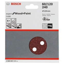 BOSCH Sandpaper C430, packaging 6 pcs.125 mm,60- 120- 240