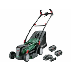 Bosch UniversalRotak 2x18V-37-550 akumuliatorinė vejapjovė 2 x 18 V | 370 mm | 550 m² | Anglies šepetėlis | 2 x 4 Ah baterija + įkroviklis