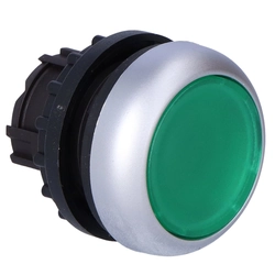 Botón M22-DL-G verde plano iluminado con retorno momentáneo