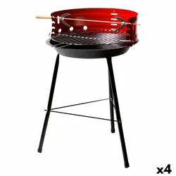 Bærbar Aktive grill Træ Jern 37,5 x 70 x 38,5 cm (4 Stk) Rød